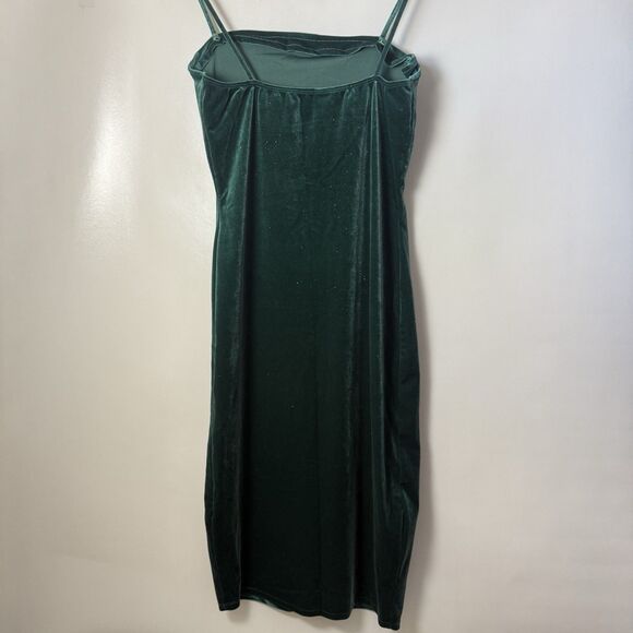 Y2K Velvet Glitter Dress Women's Juniors Large Whimsygoth Fairy Grunge 90s Green - Picture 2 of 8